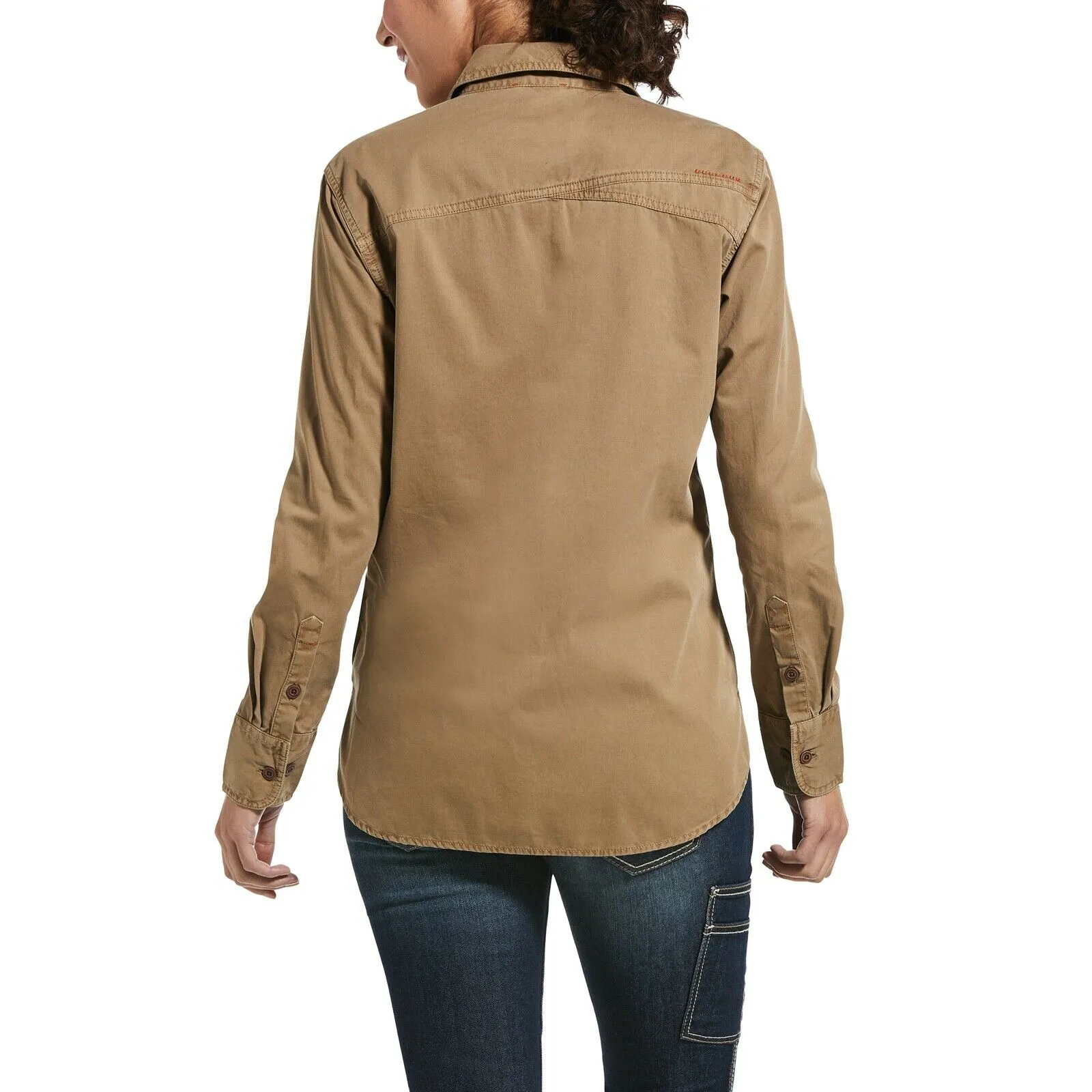Ariat Ladies Rebar Washed Twill Khaki Button-Up Work Shirt 10032882