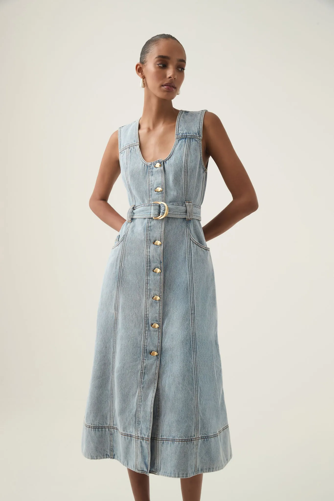 Aura Denim Midi Dress