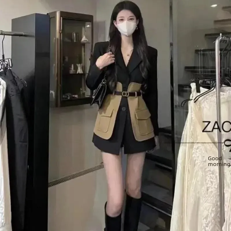 Autumn Niche Design Color Blocking Slimming Western-style Clothes Jacket For Women L B-134088