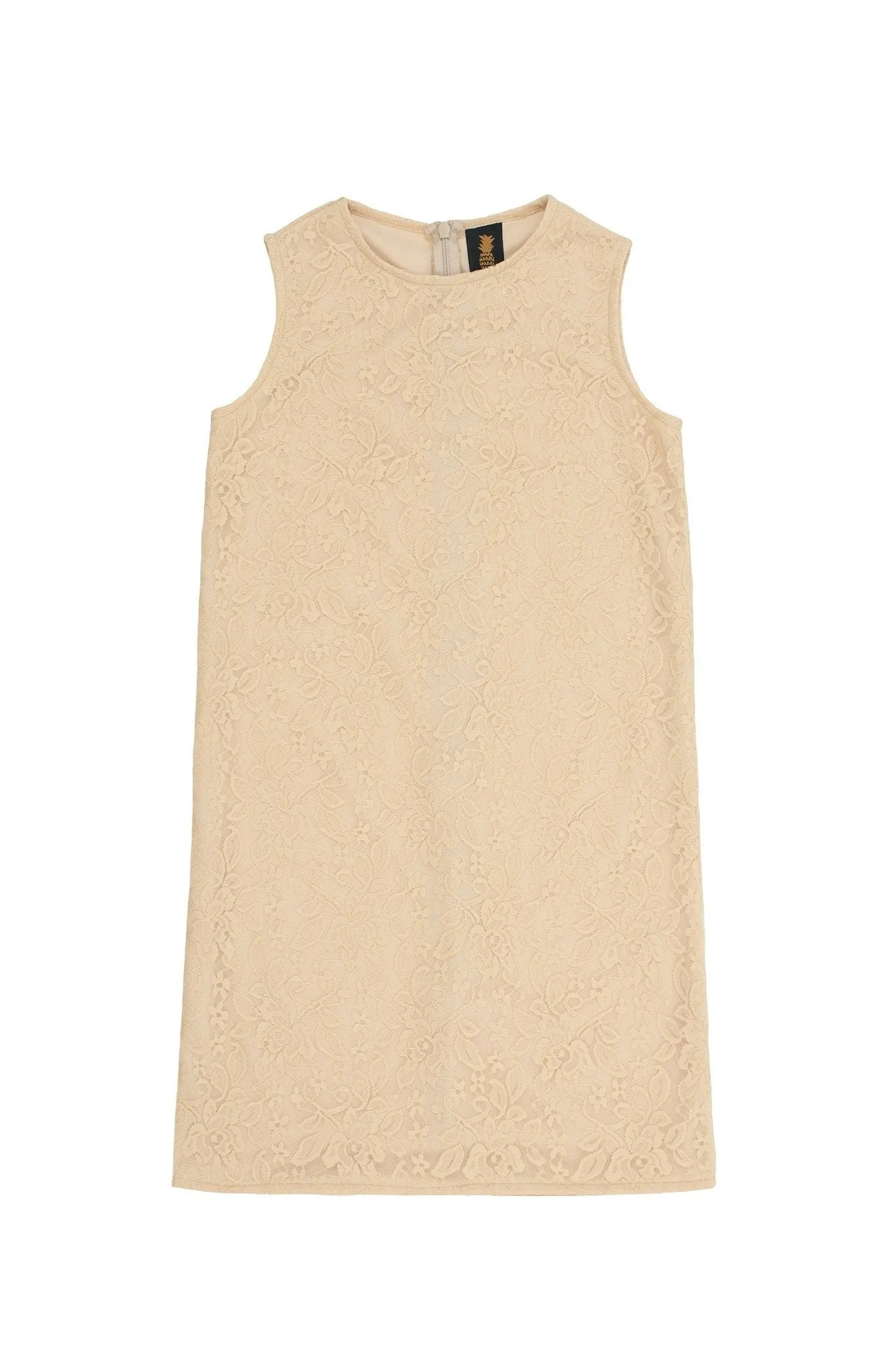 Beige Stretchy Lace Sleeveless Chic Day Shift Mommy and Me Dresses Plus Size