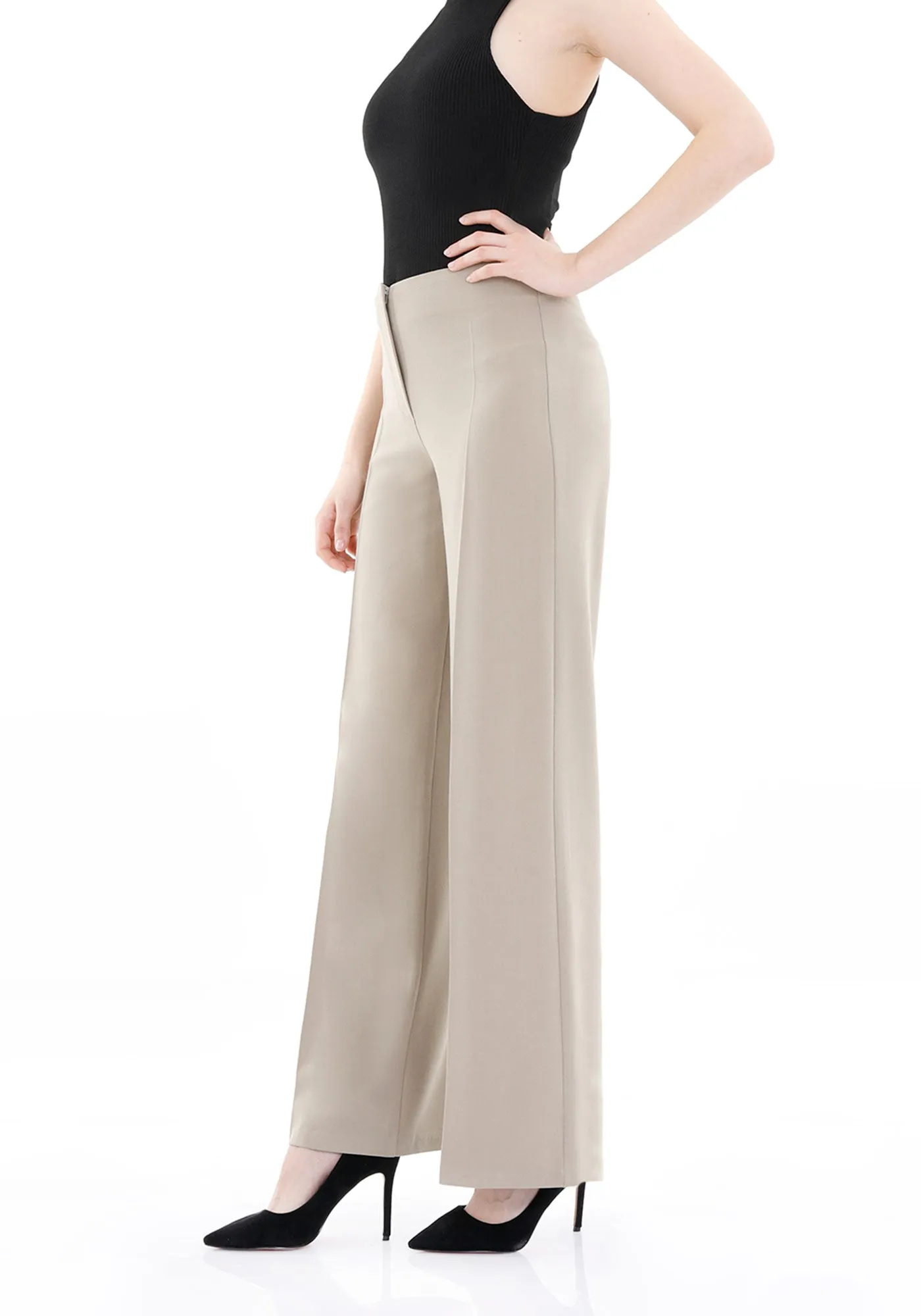 Beige Wide-Leg Pants for a Sleek and Stylish Look - G-Line
