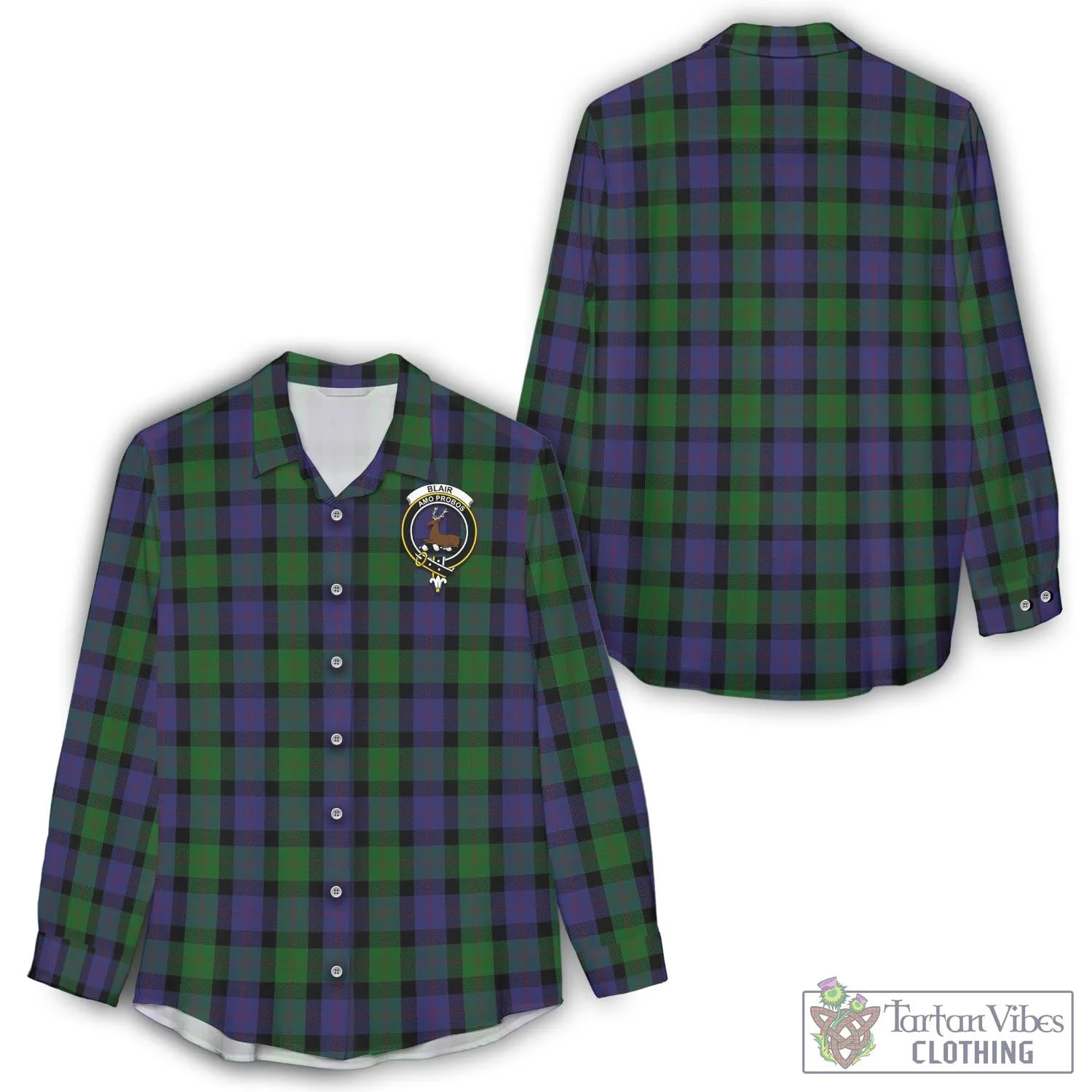Blair Tartan Women's Casual Shirt with Family Crest