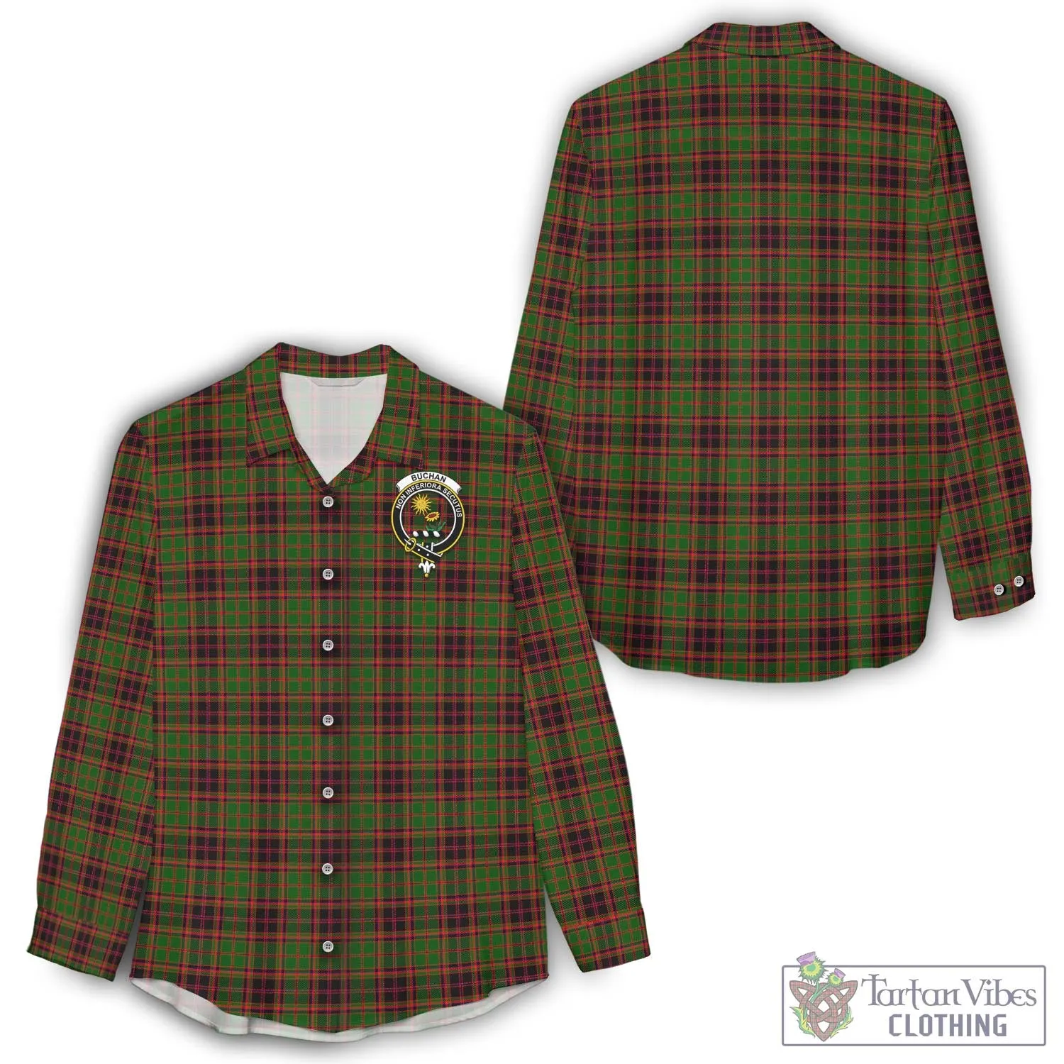 Buchan Tartan Women's Casual Shirt with Family Crest
