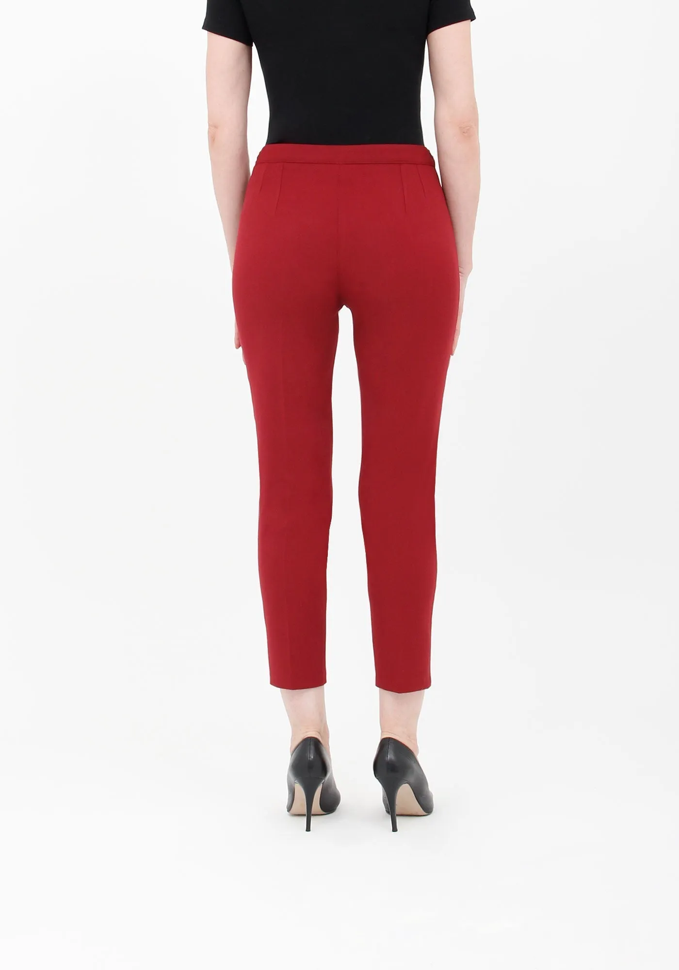 Burgundy High Waist Slim Fit Stretchy Skinny Work Pants