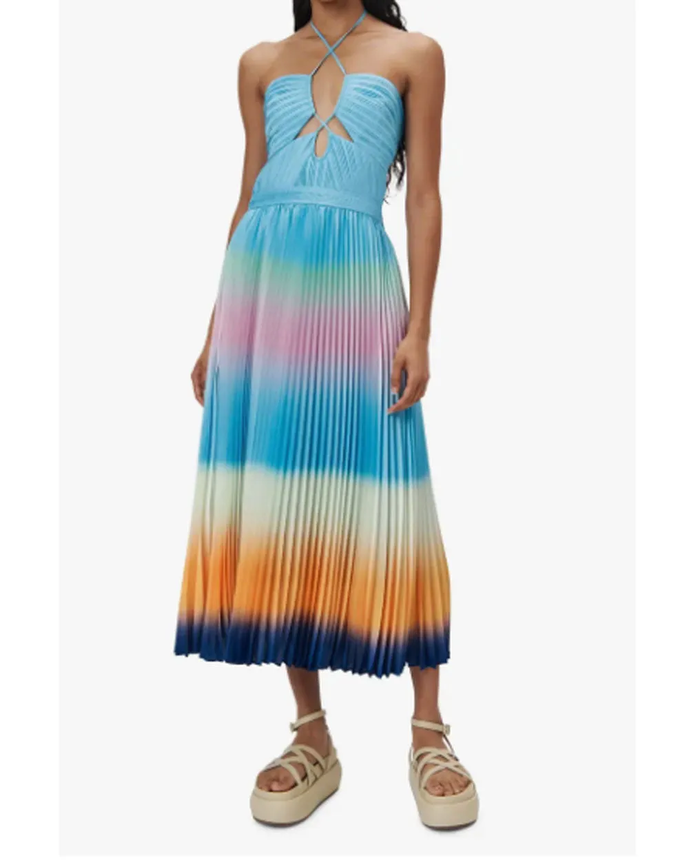 Capri Ombre Annita Plisse Cut Out Mini Dress