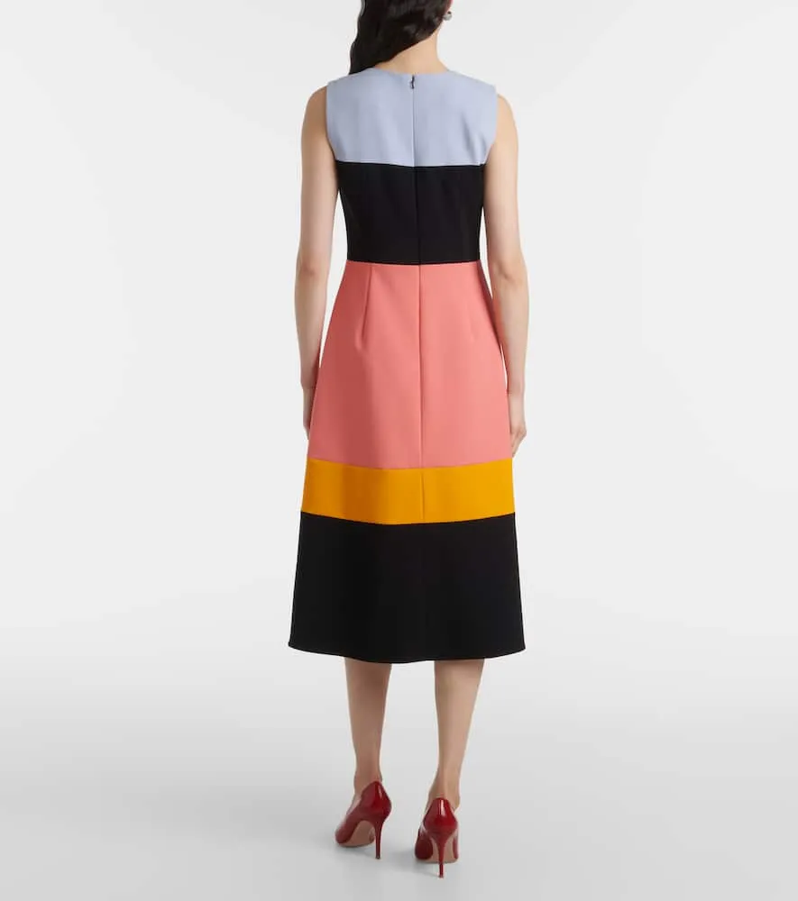 Carolina Herrera Colorblocked wool-blend midi dress