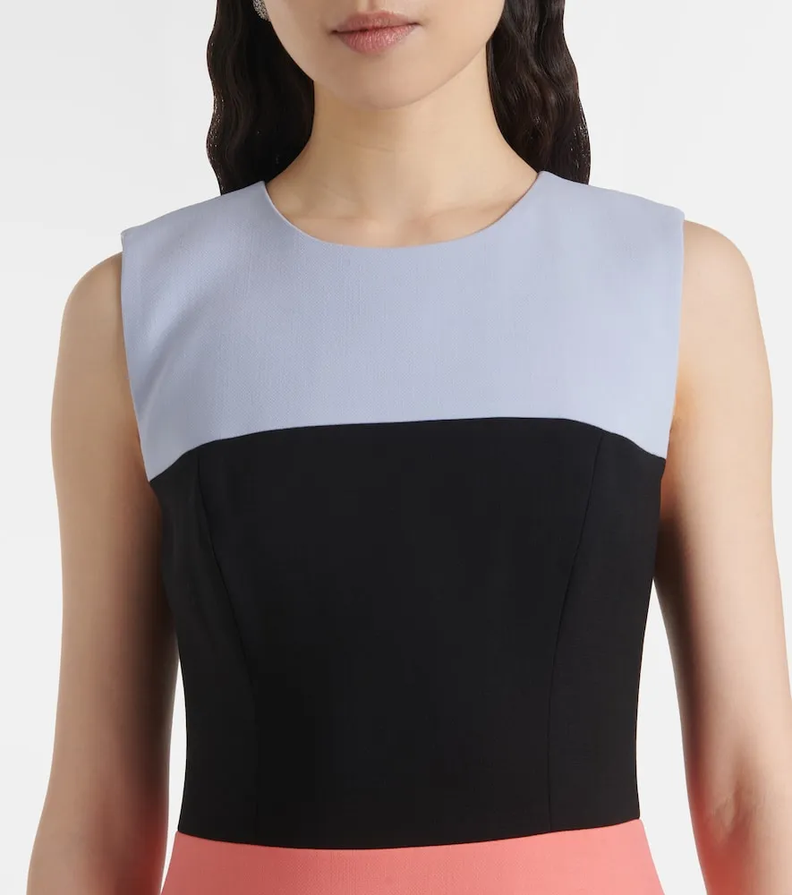 Carolina Herrera Colorblocked wool-blend midi dress