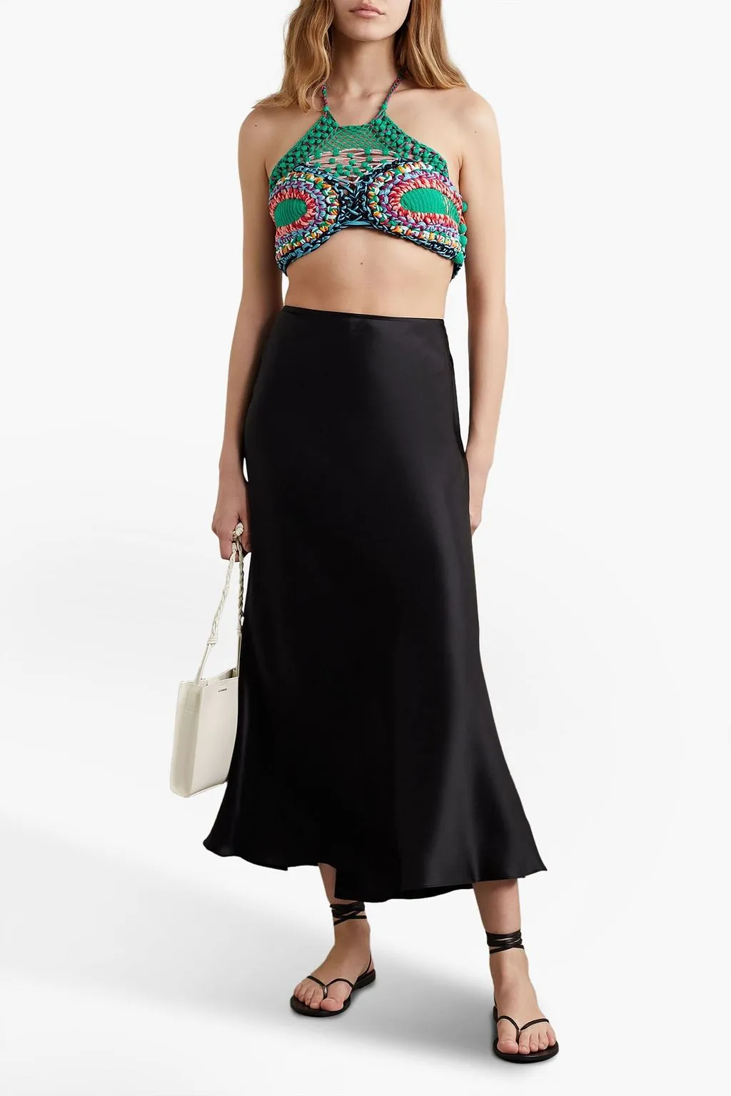 Crochet open back crop top. ETRO, blue