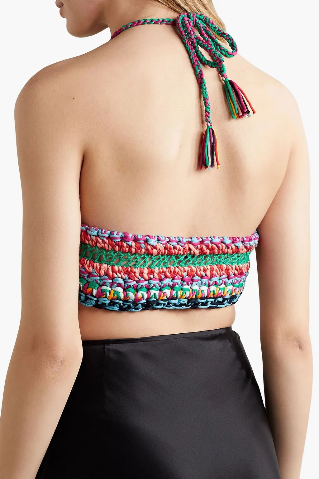 Crochet open back crop top. ETRO, blue