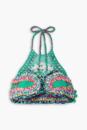 Crochet open back crop top. ETRO, blue