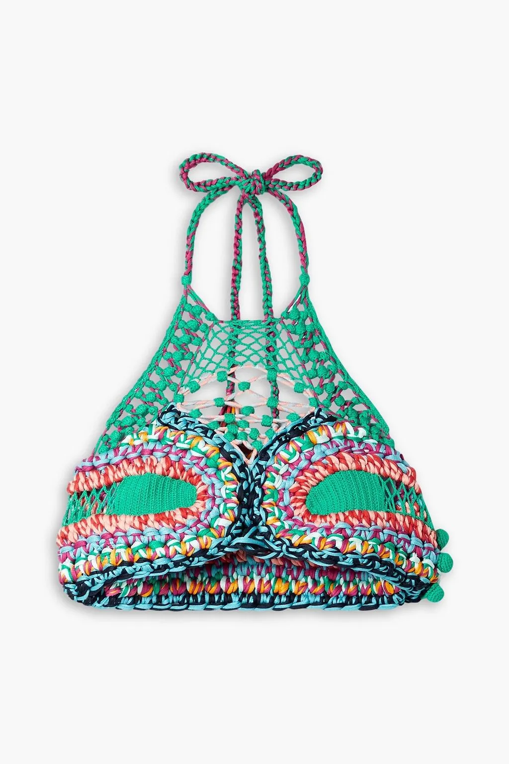 Crochet open back crop top. ETRO, blue