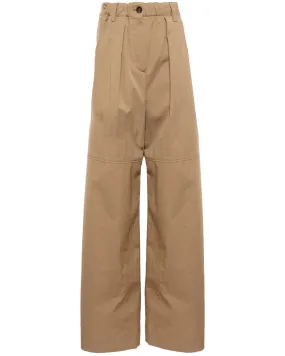 Dark Tan Elastic Waist Palazzo Pants