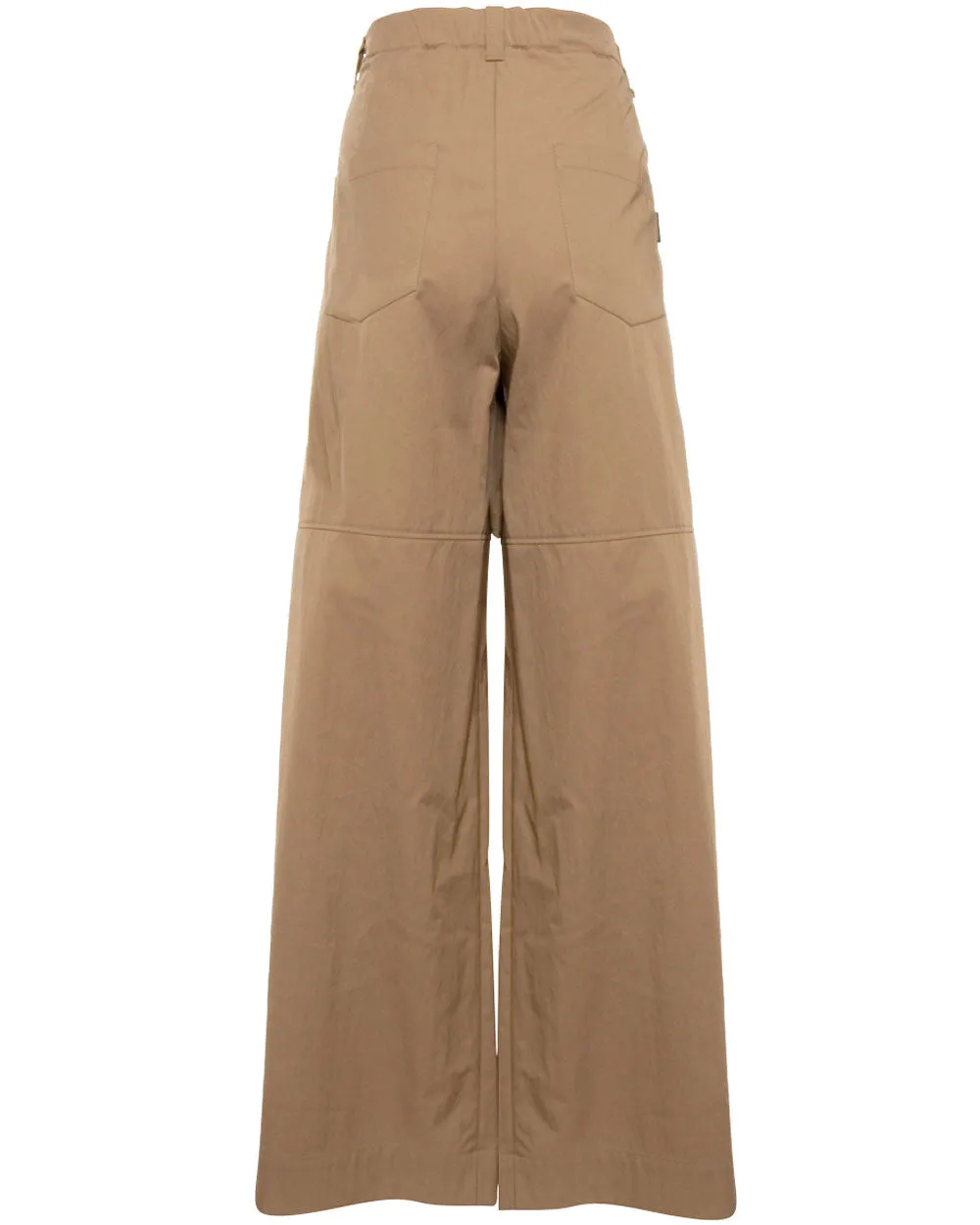 Dark Tan Elastic Waist Palazzo Pants