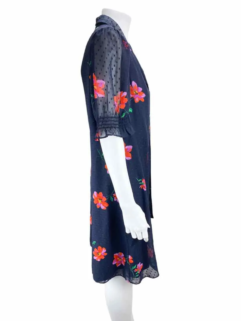 DKNY, Women's Clip-Dot Floral Dress, Navy/Multi, Size L