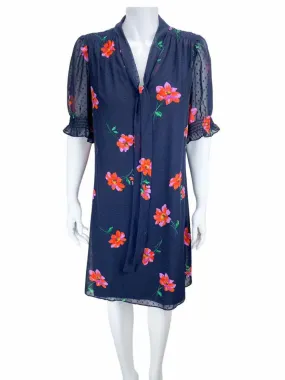 DKNY, Women's Clip-Dot Floral Dress, Navy/Multi, Size L