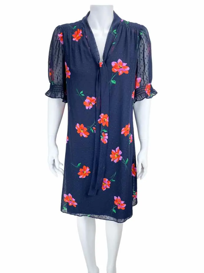 DKNY, Women's Clip-Dot Floral Dress, Navy/Multi, Size L