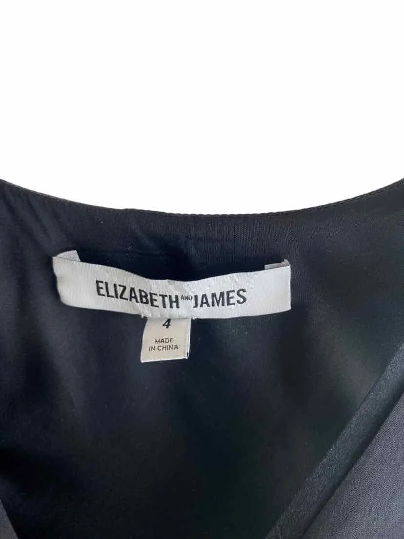 Elizabeth and James, Women's Avanel Surplice Silk Dress, Black, Size 4