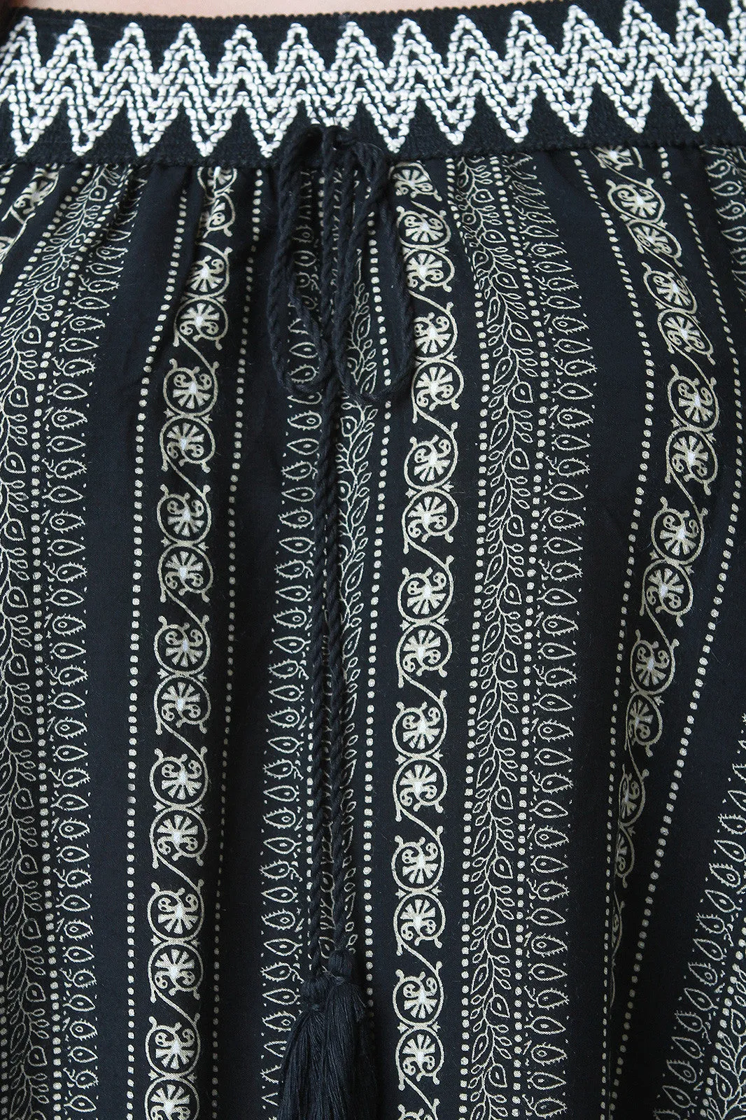 Embroidered Tribal Print Off-The-Shoulder Shift Dress