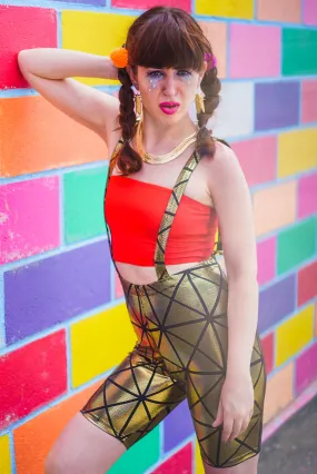 Gold Disco Suspender Shorts