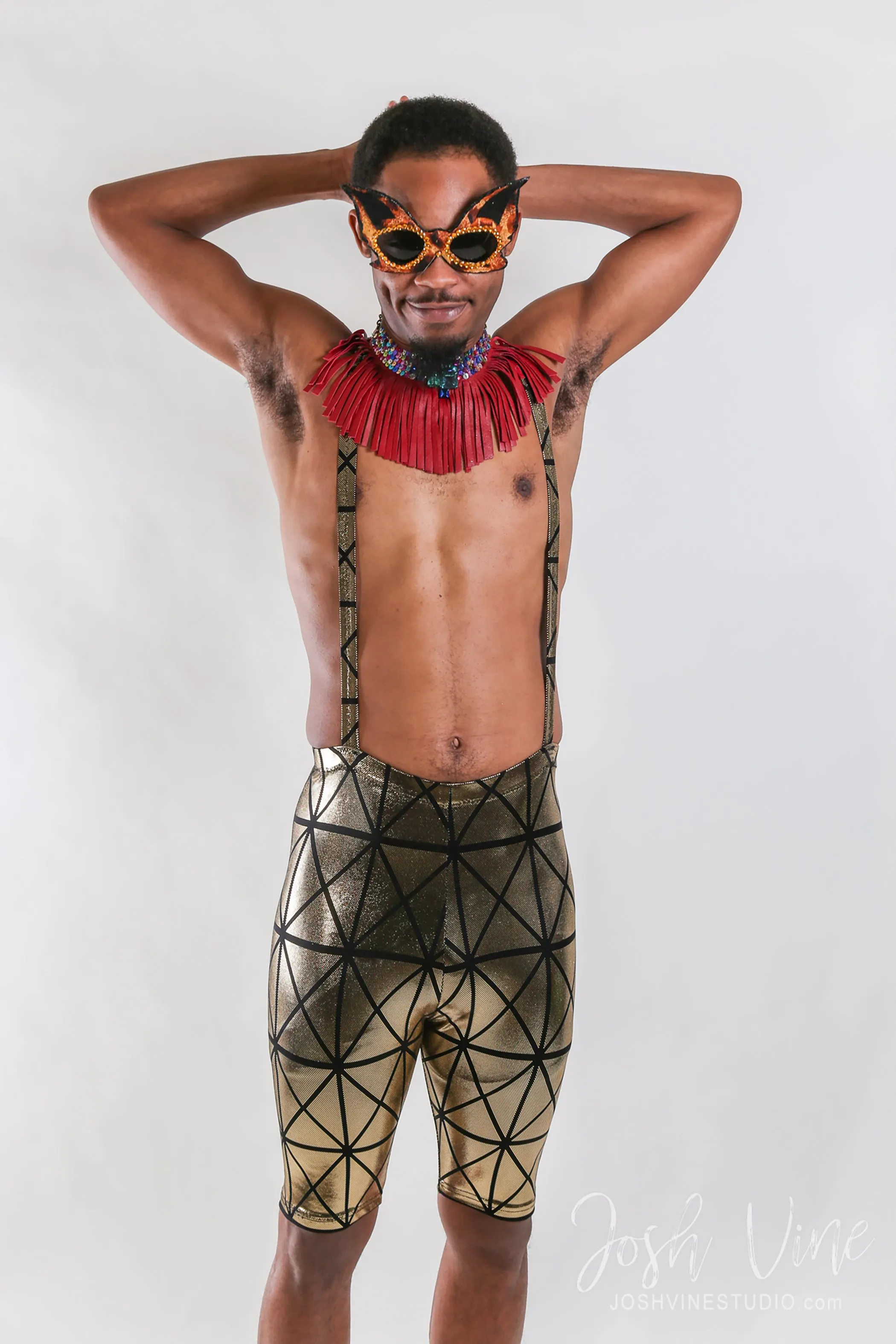 Gold Disco Suspender Shorts