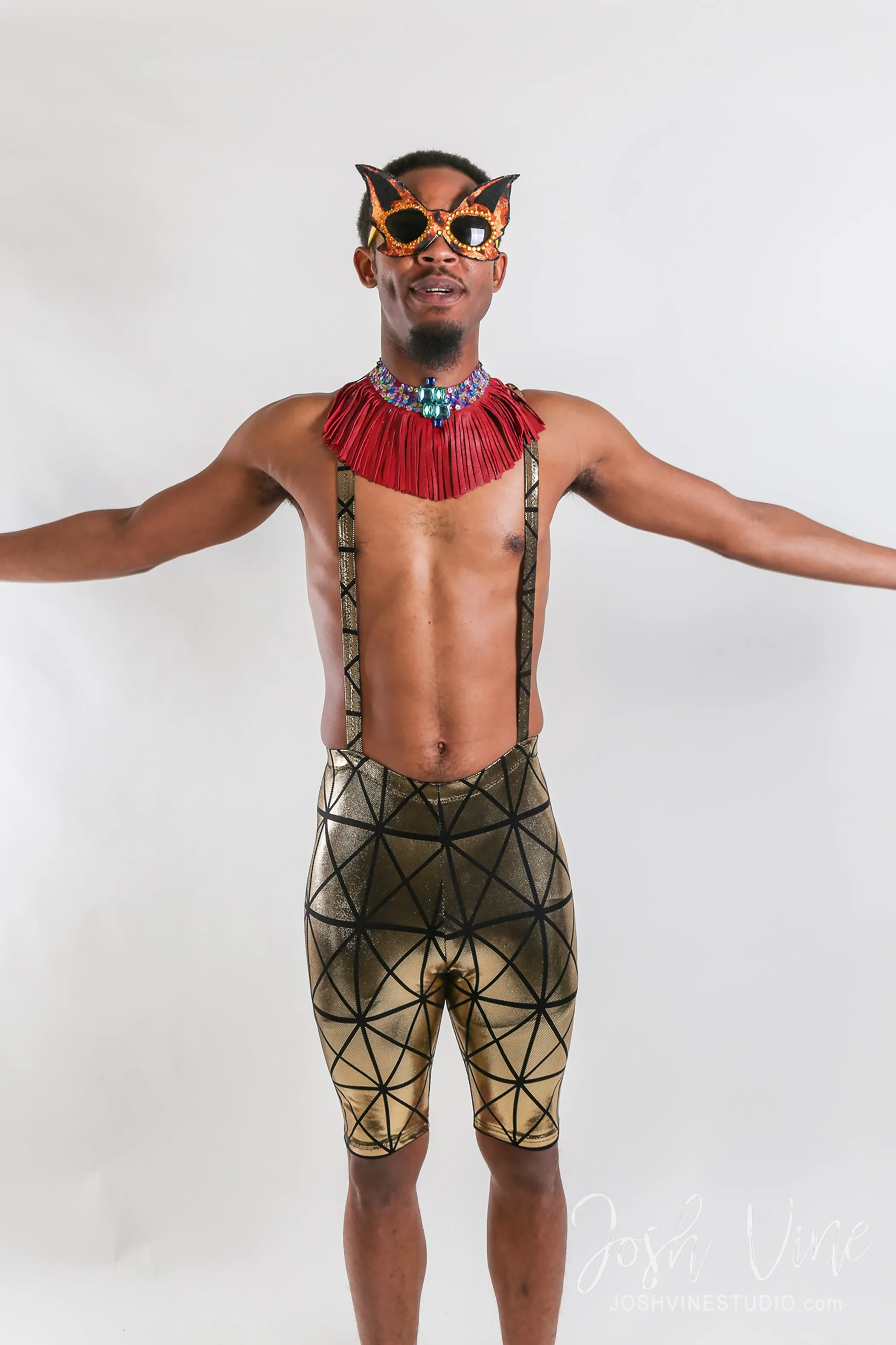 Gold Disco Suspender Shorts