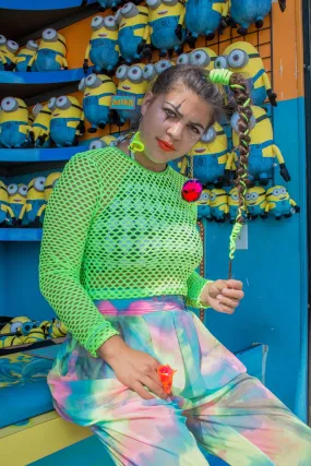 Green Fishnet Crop Top