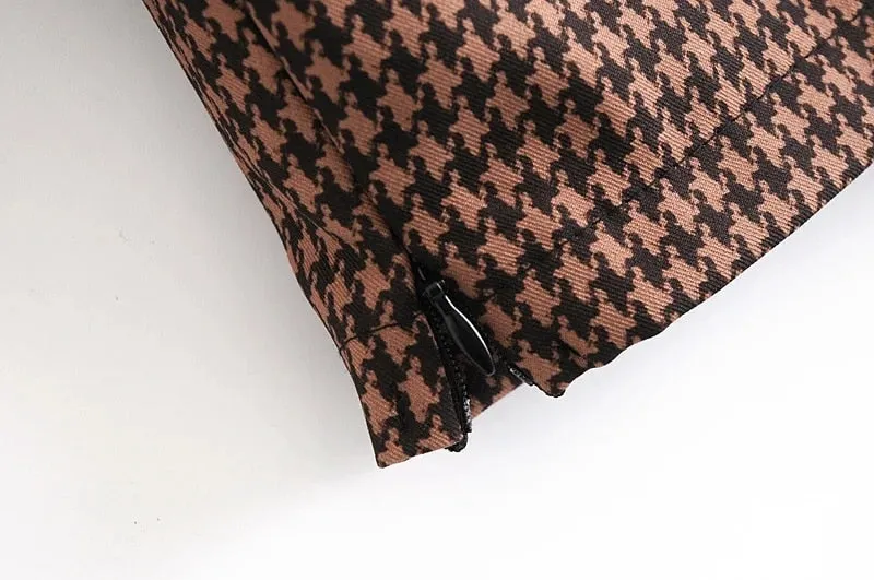HOUNSTOOTH CROPPED BLOUSE
