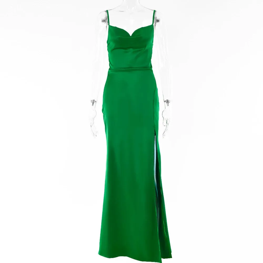 Instagram Backless Slit Sling Evening Long Dress