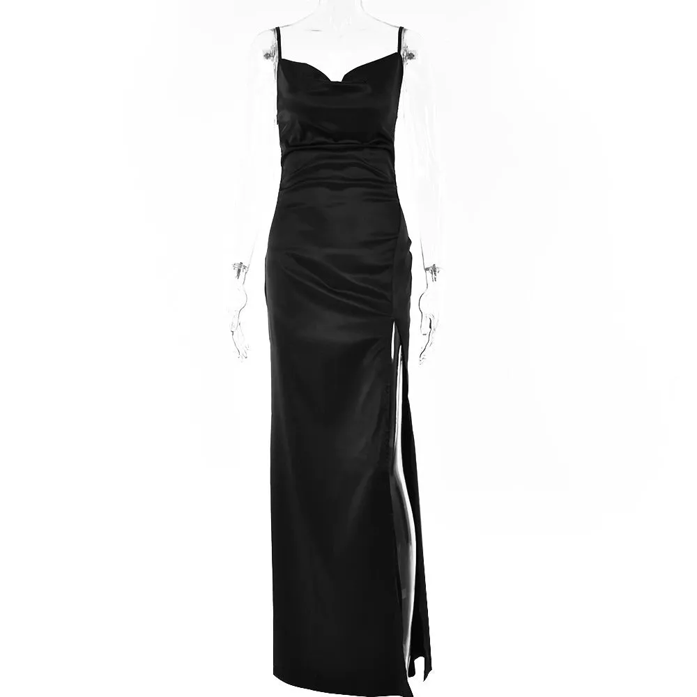 Instagram Backless Slit Sling Evening Long Dress