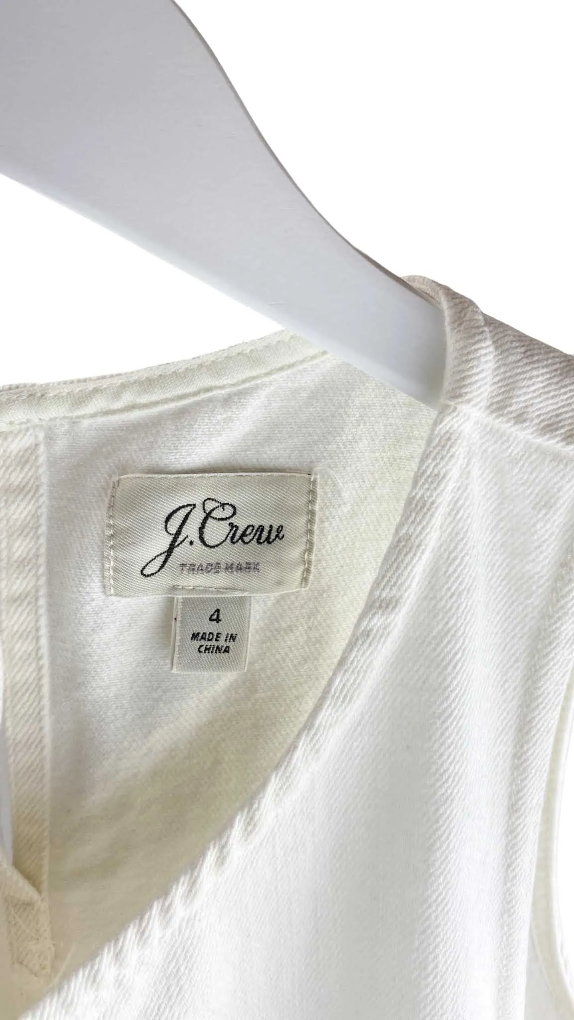 J. Crew, Women's White Denim Tank Dress, White, Size 4