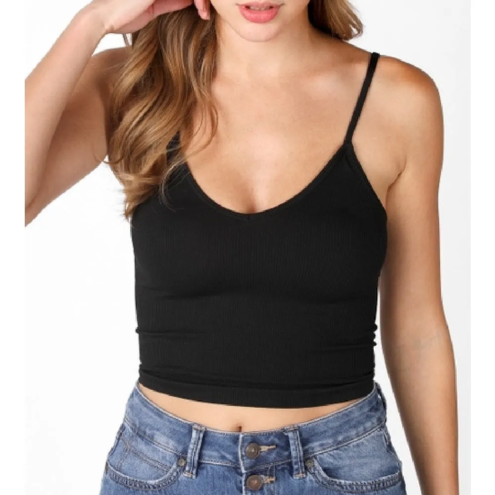 Laura Ribbed V-Neck Crop Top