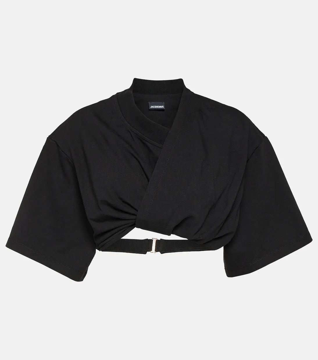 Le bahia court t-shirt, Jacquemus cotton crop top, black