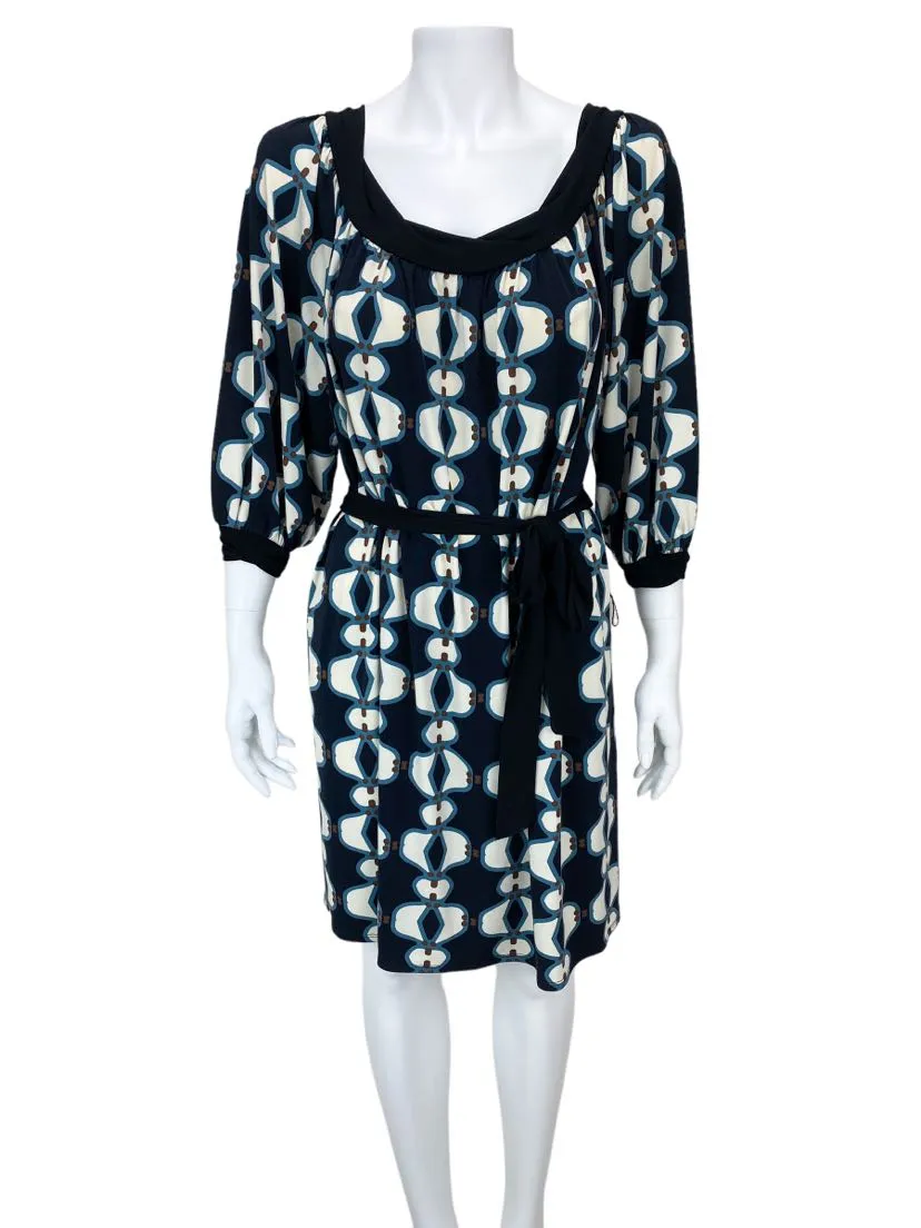 Max Studio, Women's Mod Print Dress,Black/Ivory, Size M