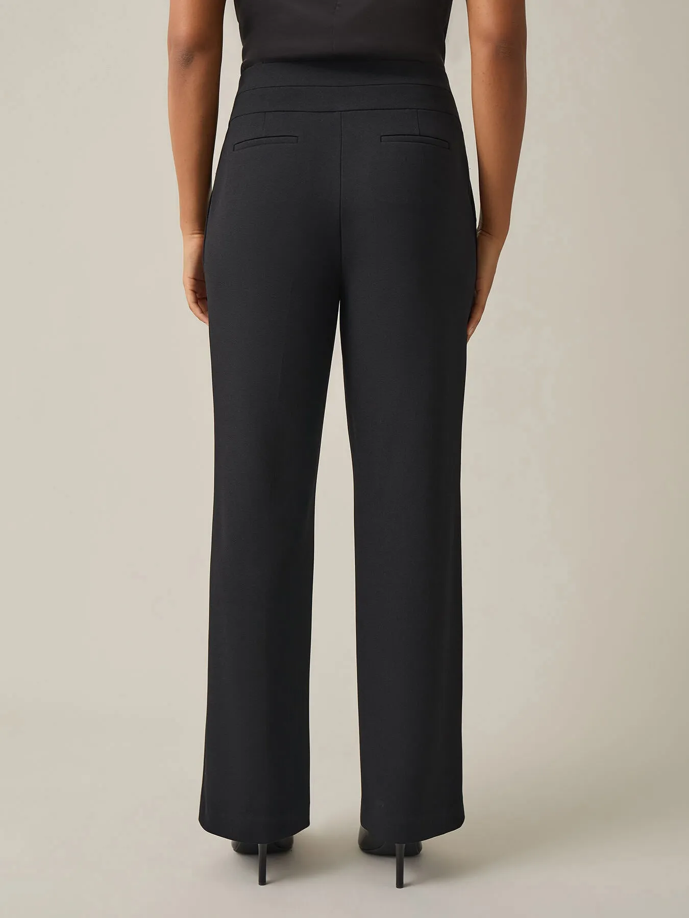 Pull-On Wide Leg Pants, Black