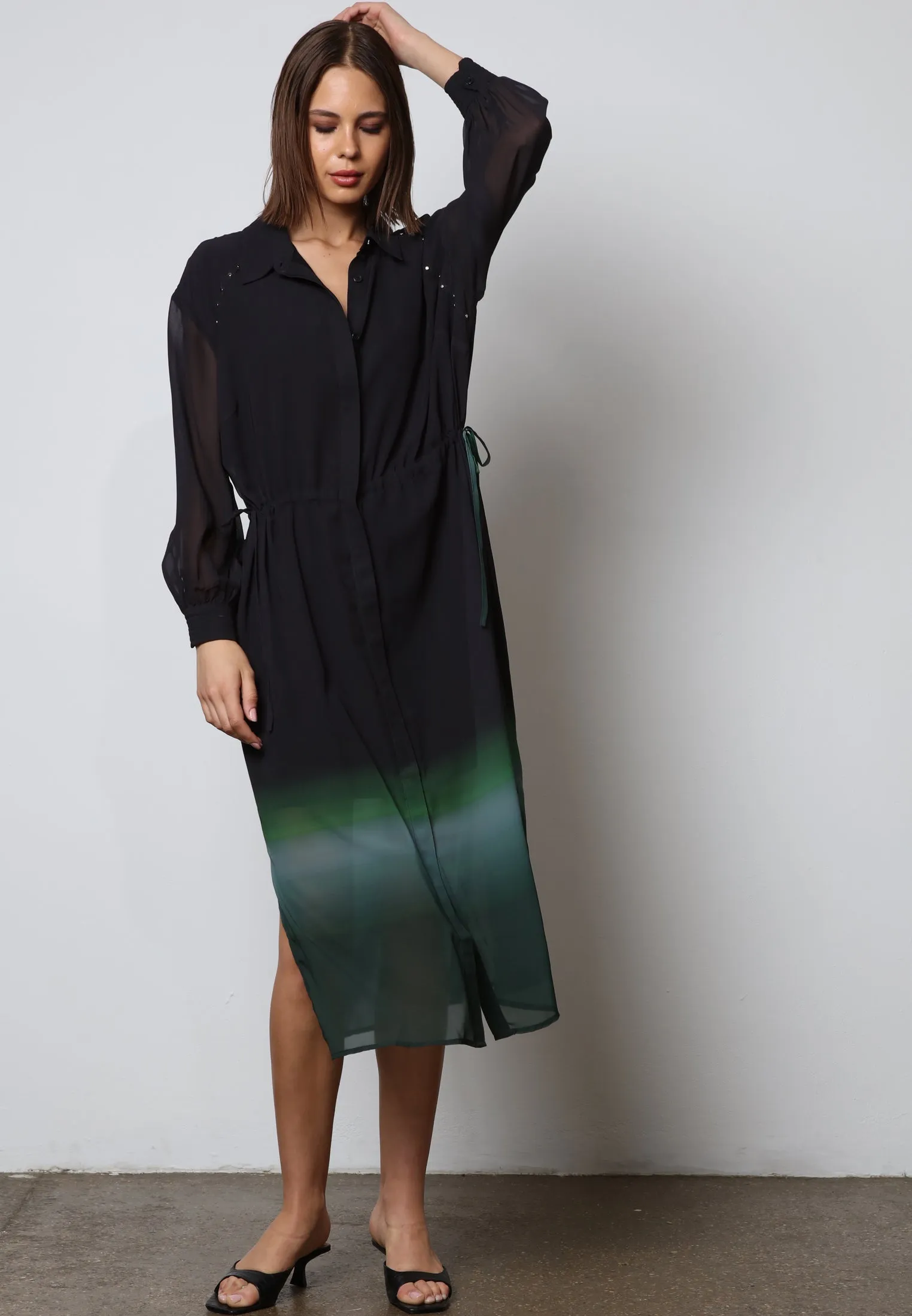 SALVO SHIRTDRESS BLACK & GREEN