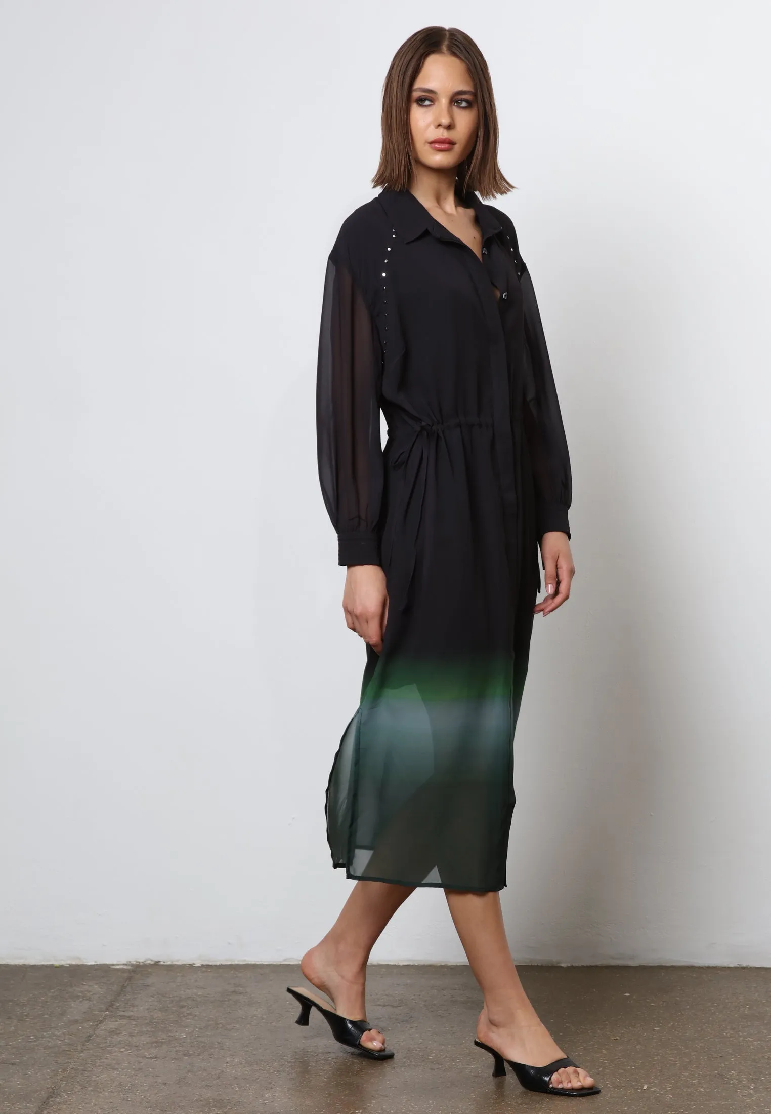 SALVO SHIRTDRESS BLACK & GREEN
