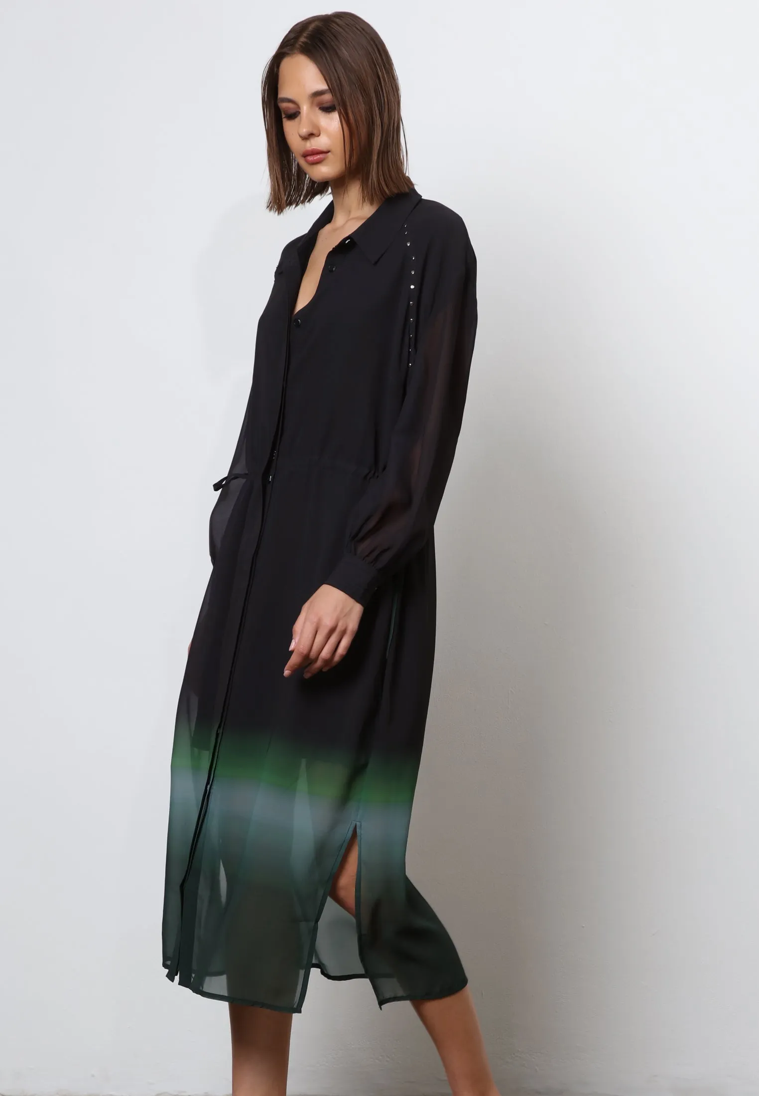 SALVO SHIRTDRESS BLACK & GREEN