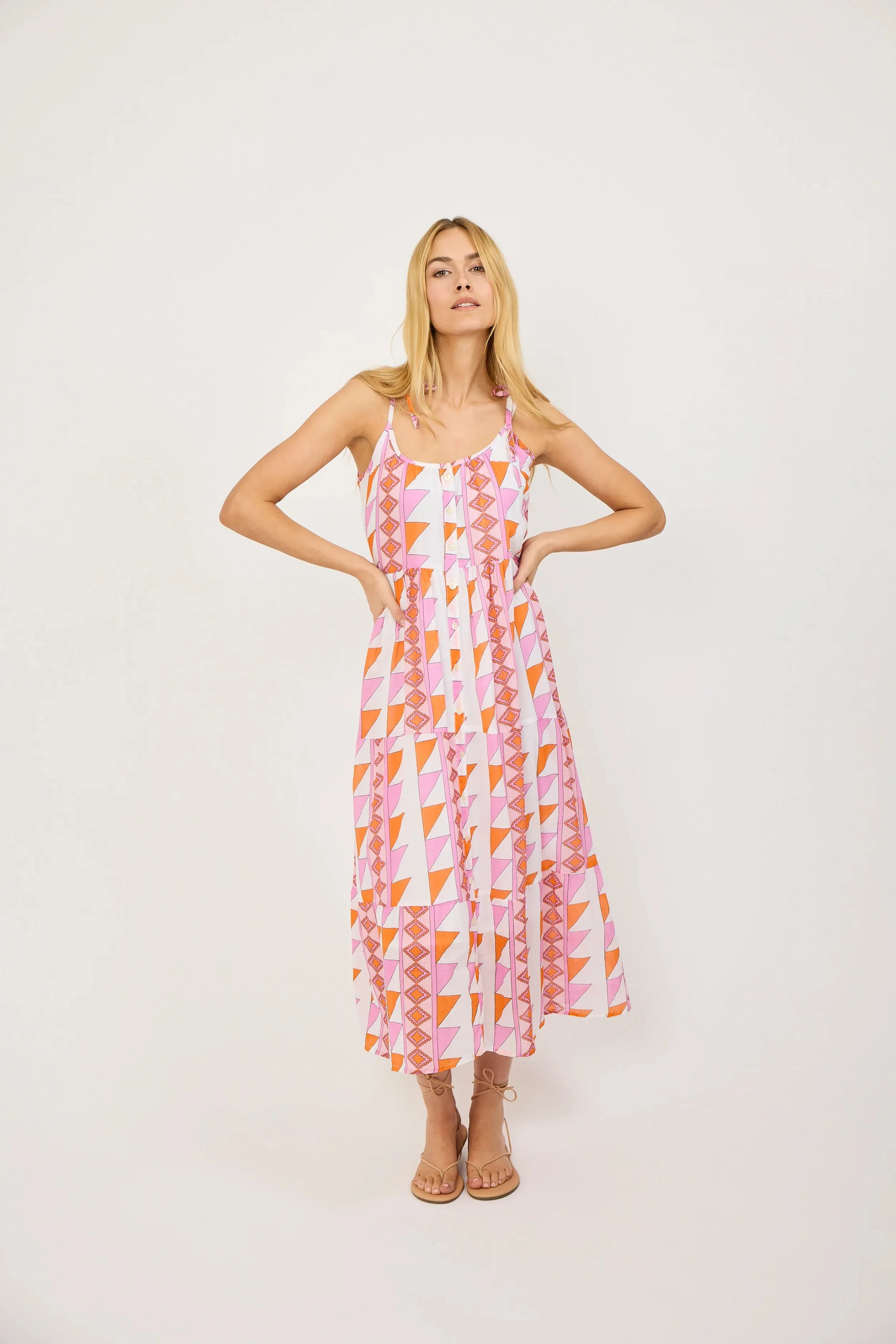 Siesta Midi Dress - Neon Geo