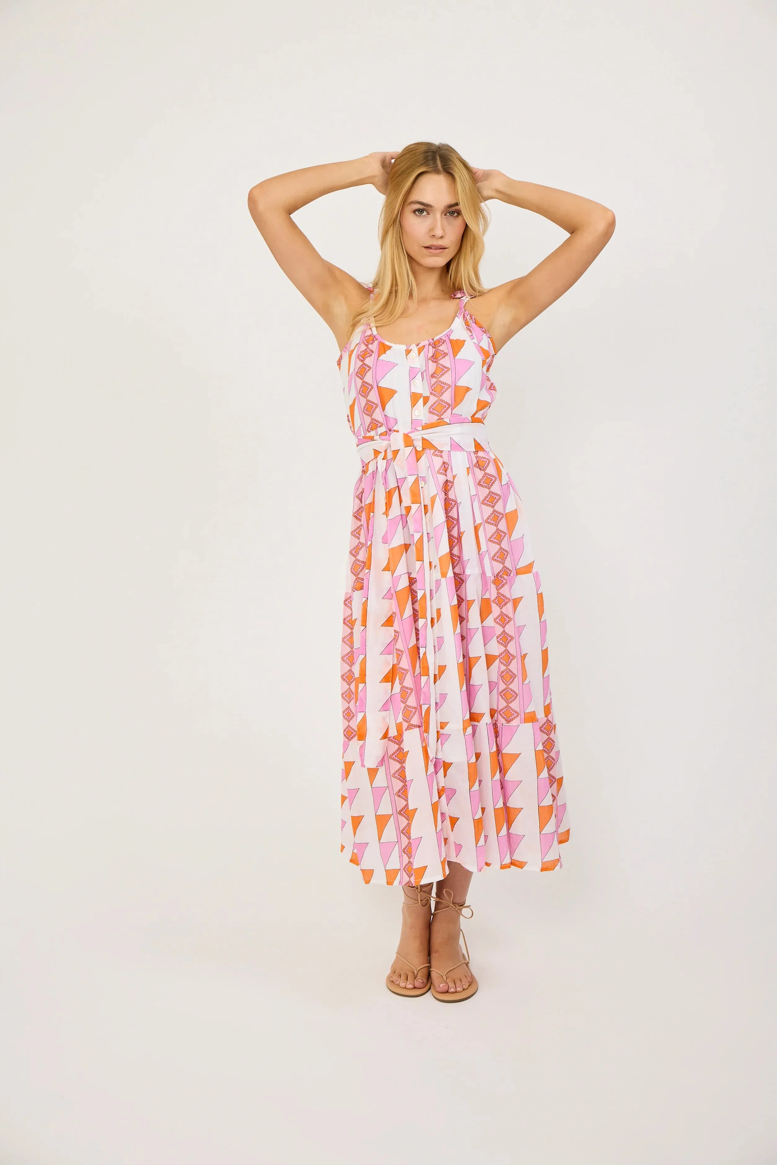Siesta Midi Dress - Neon Geo