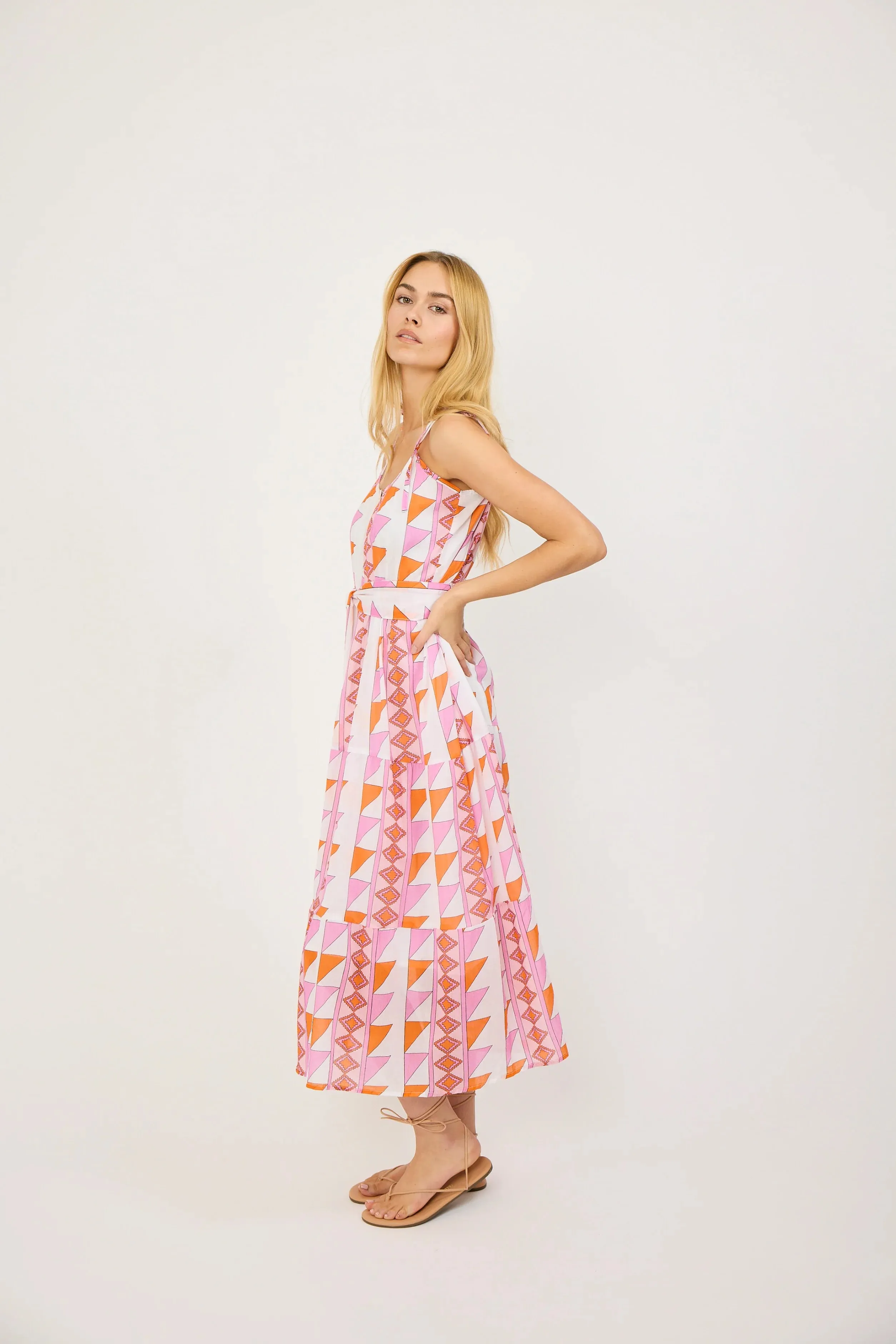 Siesta Midi Dress - Neon Geo