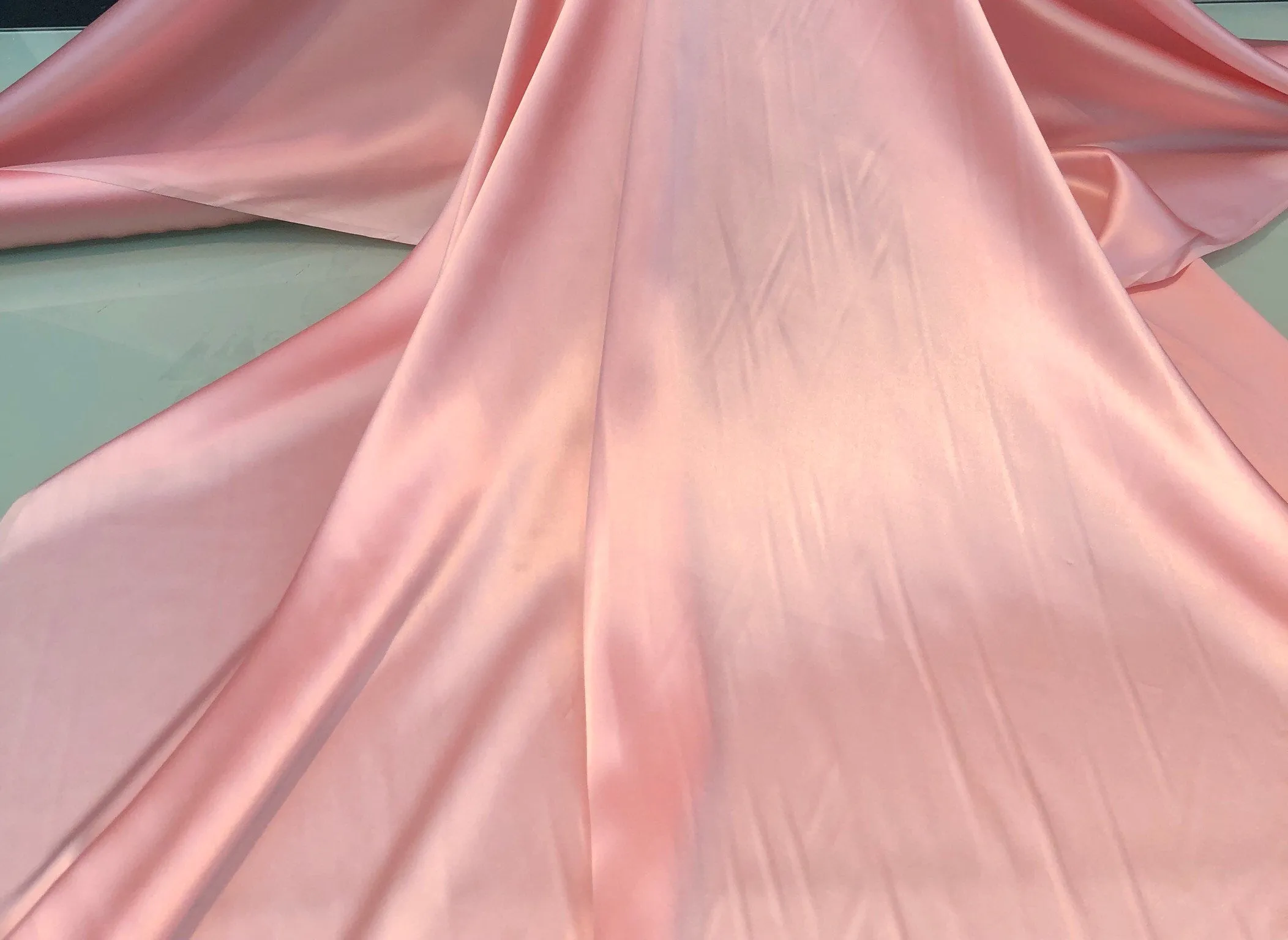 Silk charmouse 54&quot; wide    Beautiful baby pink silk satin charmouse fabric sold by the yard