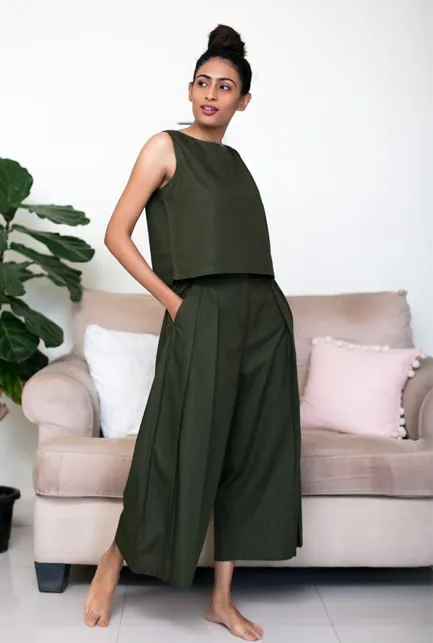 Ubika Pleated Culottes - Green