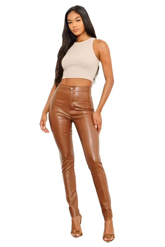Vegan Leather Skinny Jeans