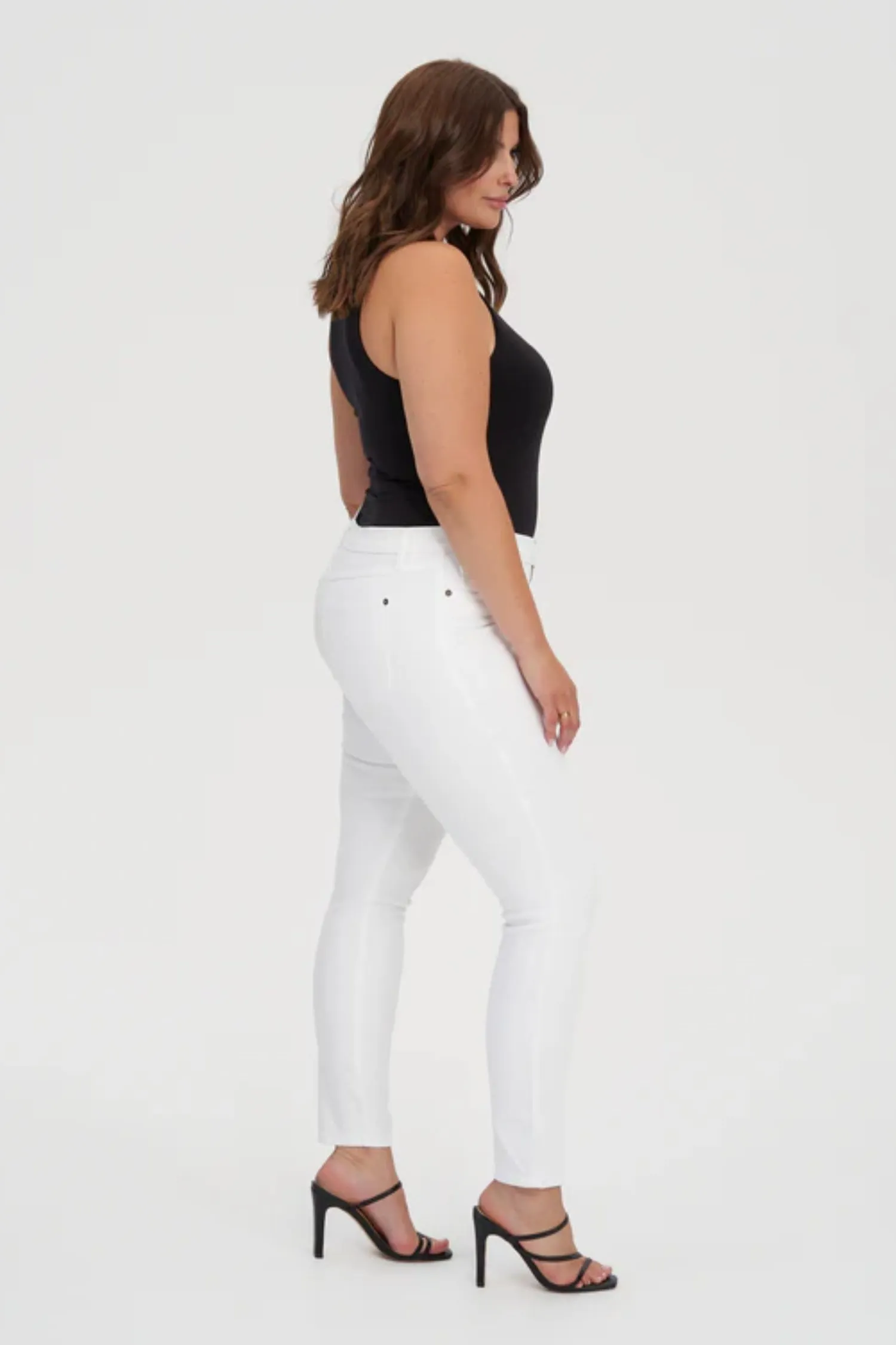White RACHEL Mid Rise Skinny Jeans