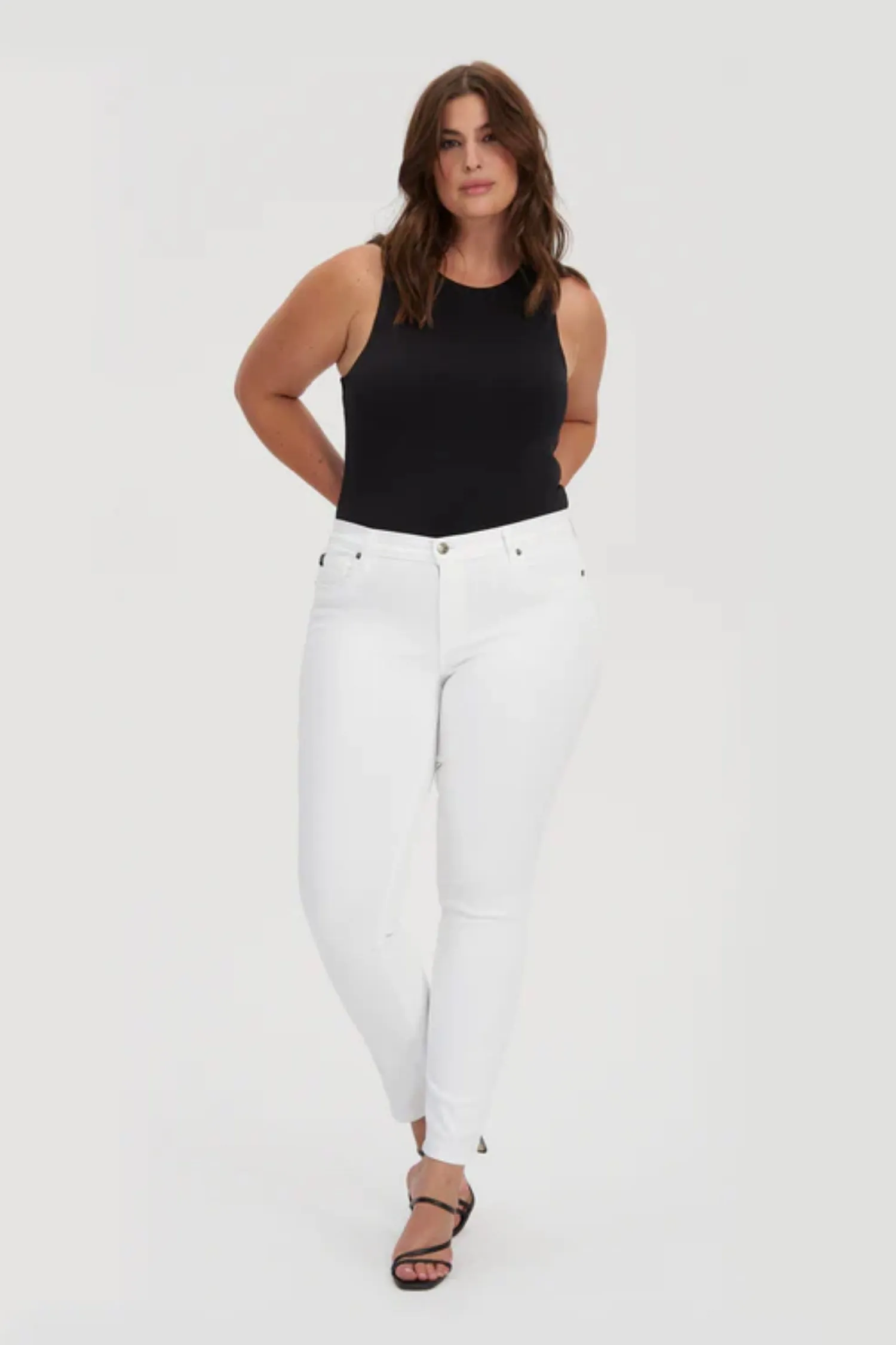 White RACHEL Mid Rise Skinny Jeans