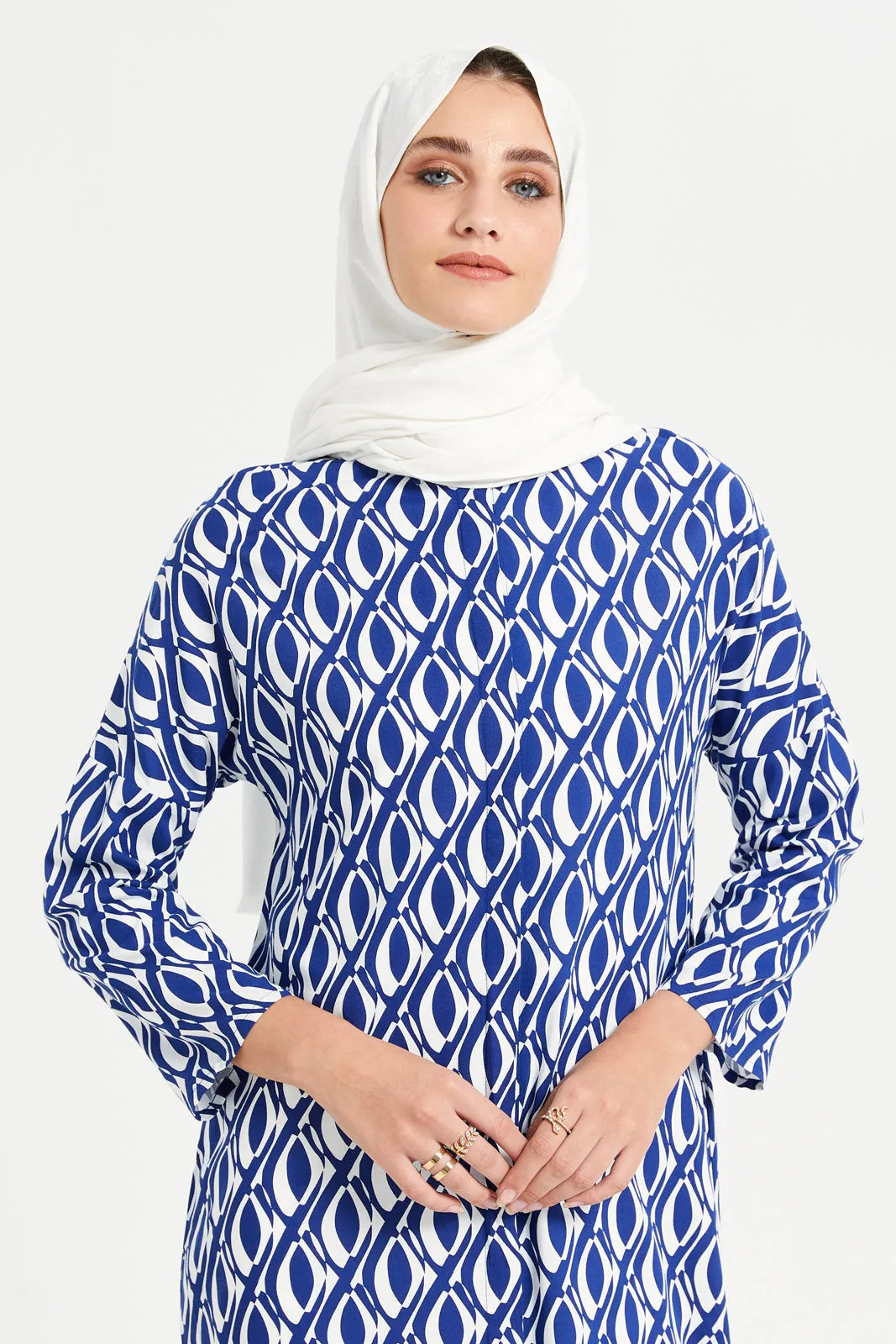 Women Blue Printed Shirt Dress