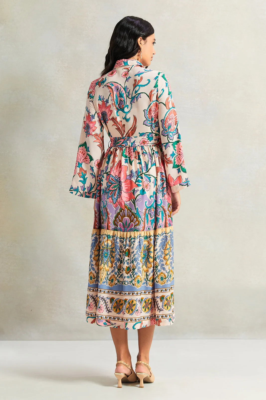 Women Cream Printed Dress