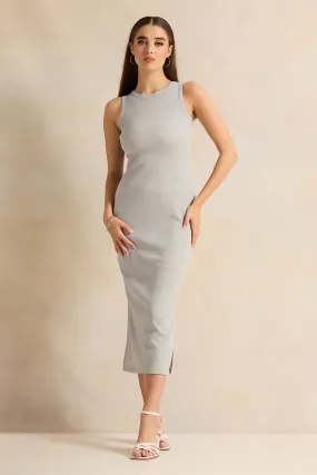Women Grey Ribbed Dress