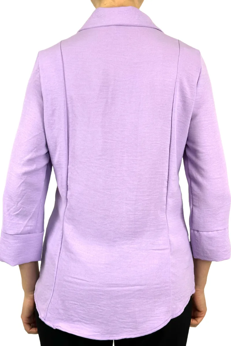 Women's Blouse Lilac Mauve Blouse On Sale Ladies Blouses On Sale Quality Comfort fabric Flattering Fit Made In Canada Yvonne Marie Boutiques