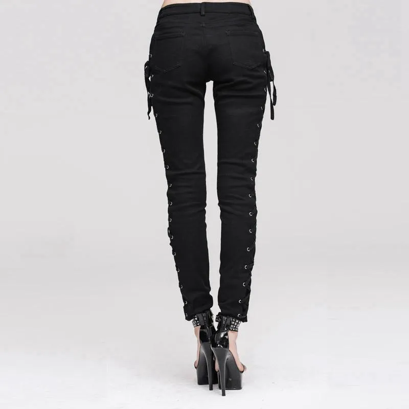 Women's Goth Skinny Lacing Detailed Pants